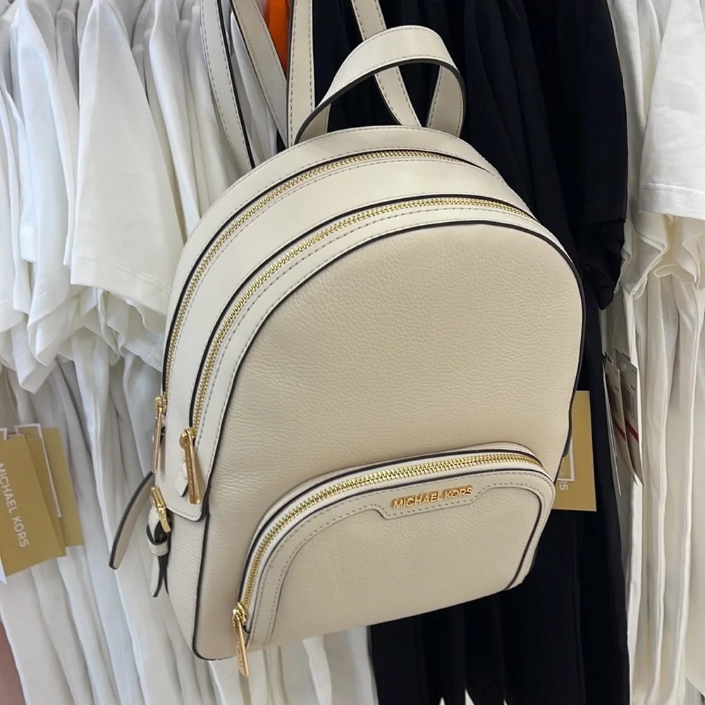 Michael Kors Cream Leather Mini Backpack with Gold Hardware
